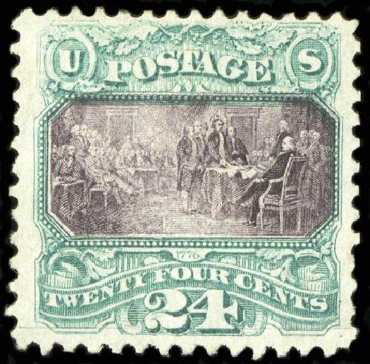 Issued in 1869, this rare stamp is a miracle of the engraver’s art, especially when one considers that the faces of the founding fathers are smaller than the head of a pin! I wonder if such engravers can be found today. 