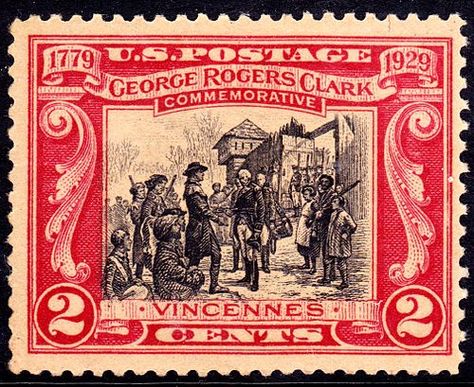 Issued in 1929 to commemorate the Battle of Vincennes in 1779. This is a fairly common stamp but it’s one of my favorites from a design standpoint. 